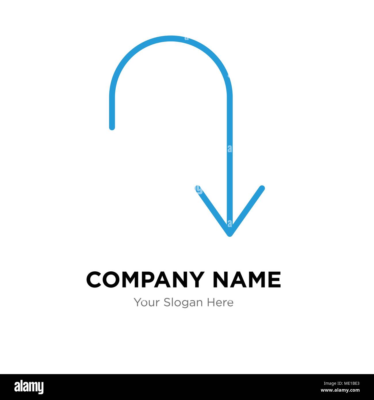 Freccia rivolta verso il basso company Logo design template, business corporate icona vettore Illustrazione Vettoriale