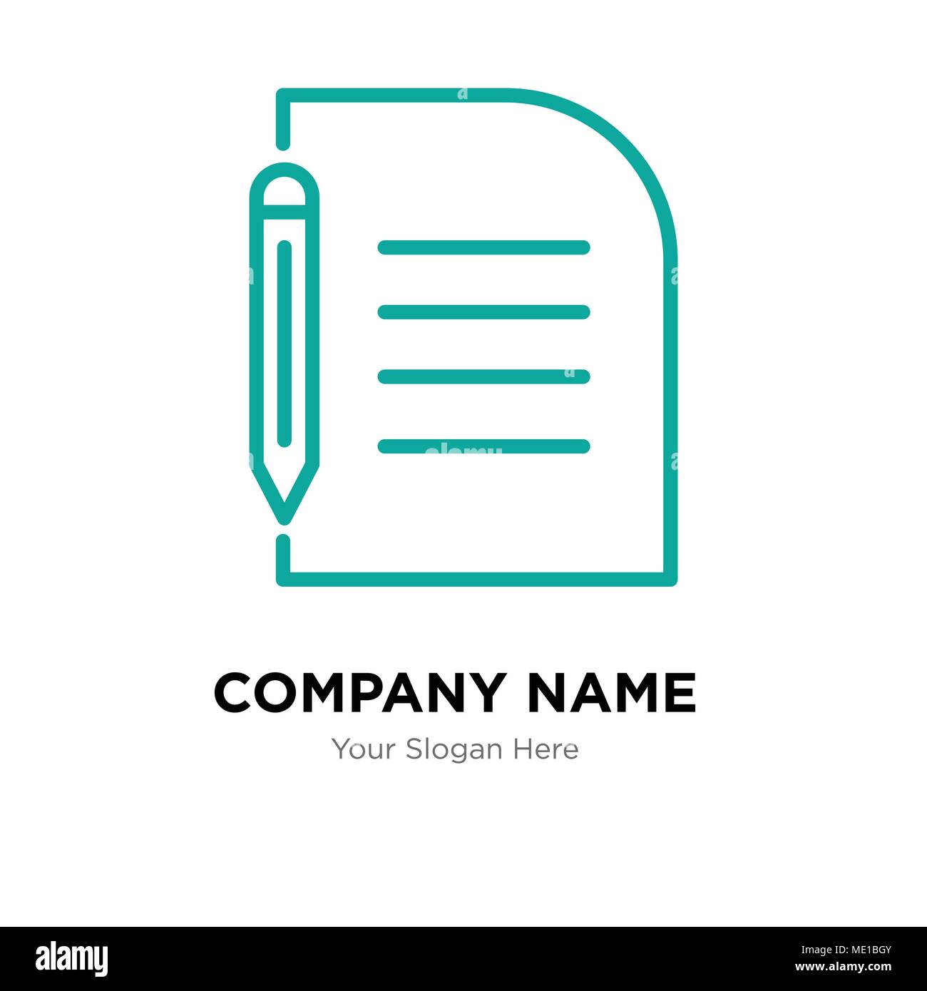 Pezzo di carta e matita company Logo design template, business corporate icona vettore Illustrazione Vettoriale