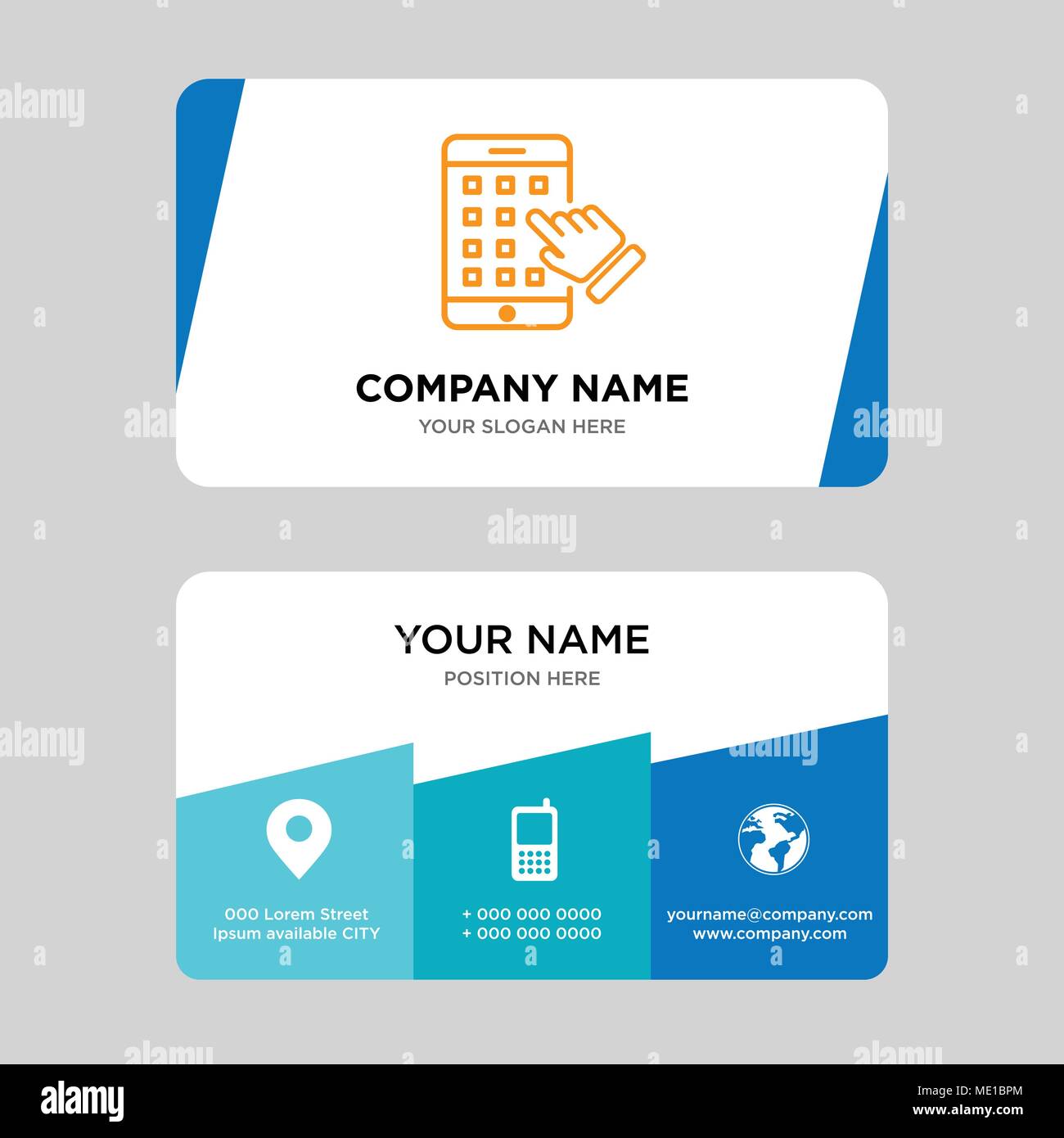 Iphone business card modello di progettazione, visita per la vostra azienda, moderno creativo e pulire la carta di identità illustrazione vettoriale Illustrazione Vettoriale