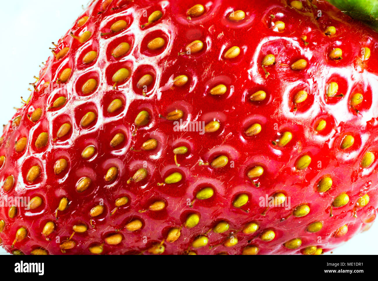 Fragola texture di superficie estrema close up foto. Foto Stock