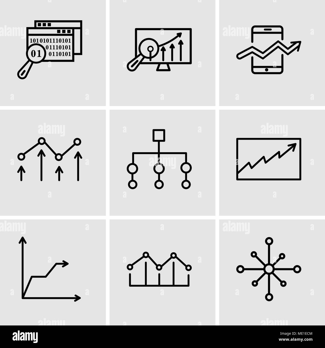 Set Di 9 Semplici Icone Modificabile Come Analisi Dei Dati