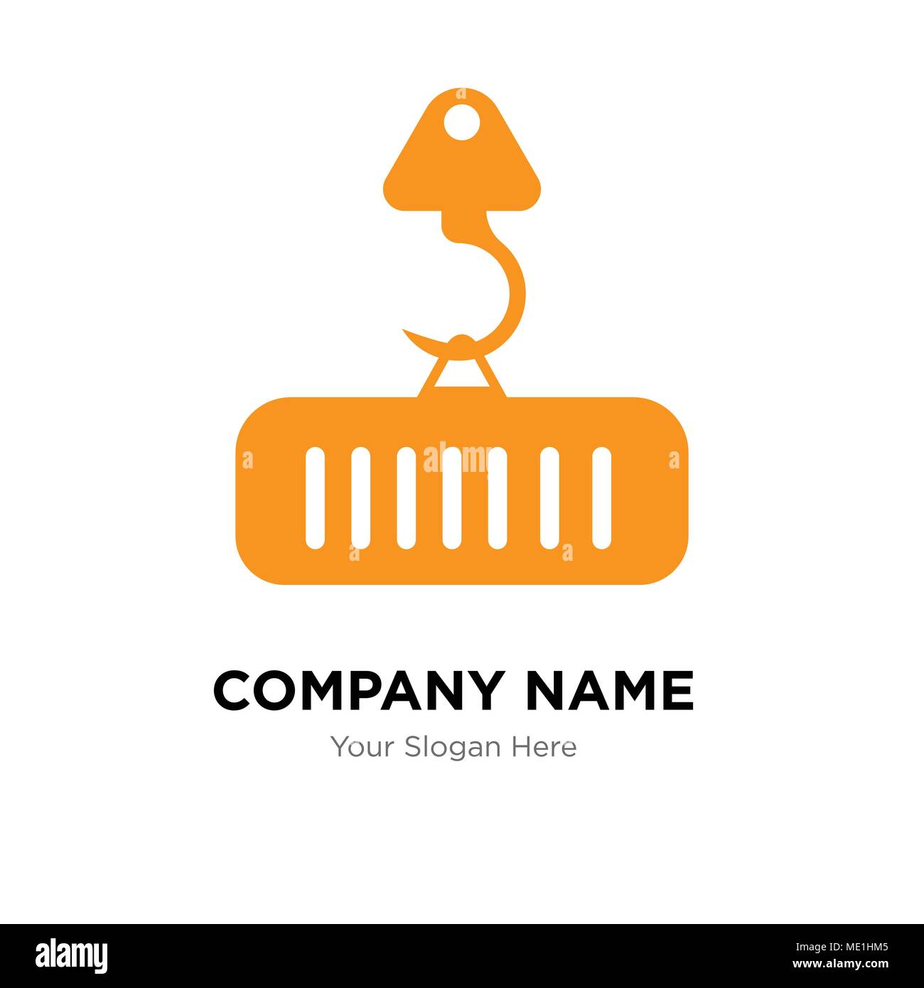Gru con carico company Logo design template, business corporate icona vettore Illustrazione Vettoriale