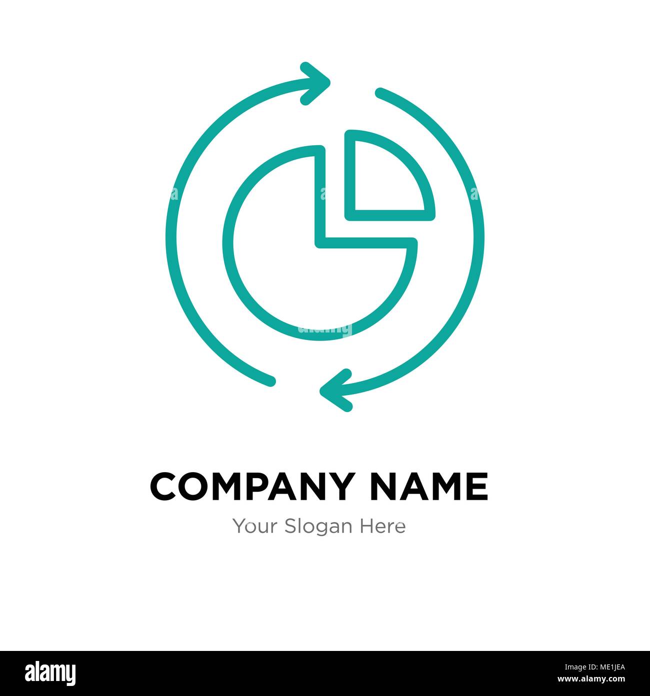 Analisi dei dati grafico a torta company Logo design template, business corporate icona vettore Illustrazione Vettoriale