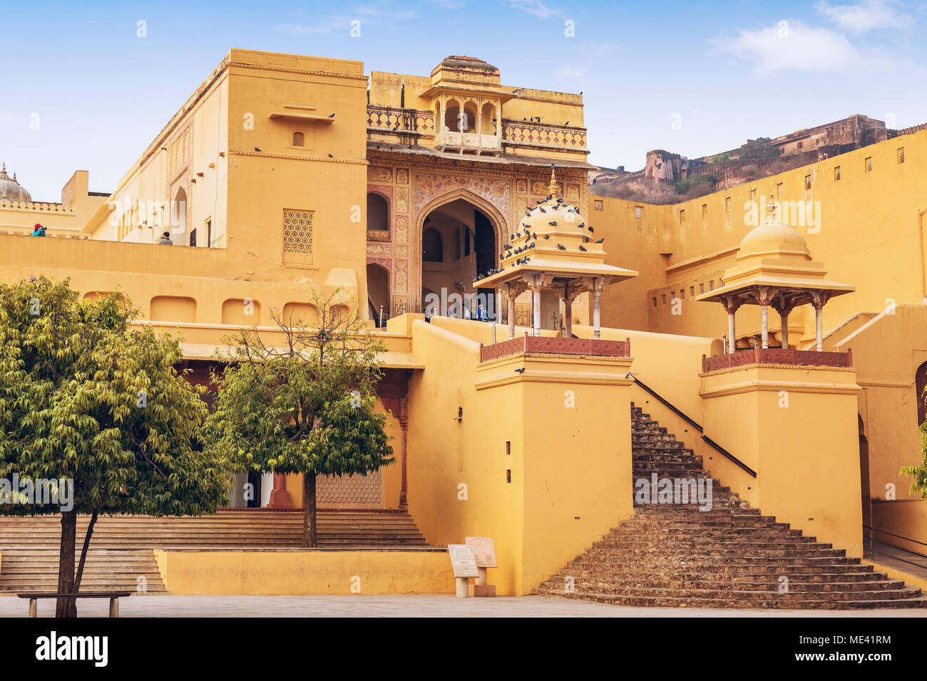 Amber Fort Jaipur Rajasthan gateway. Forte Amber è un sito patrimonio mondiale dell'UNESCO in Rajasthan. Foto Stock