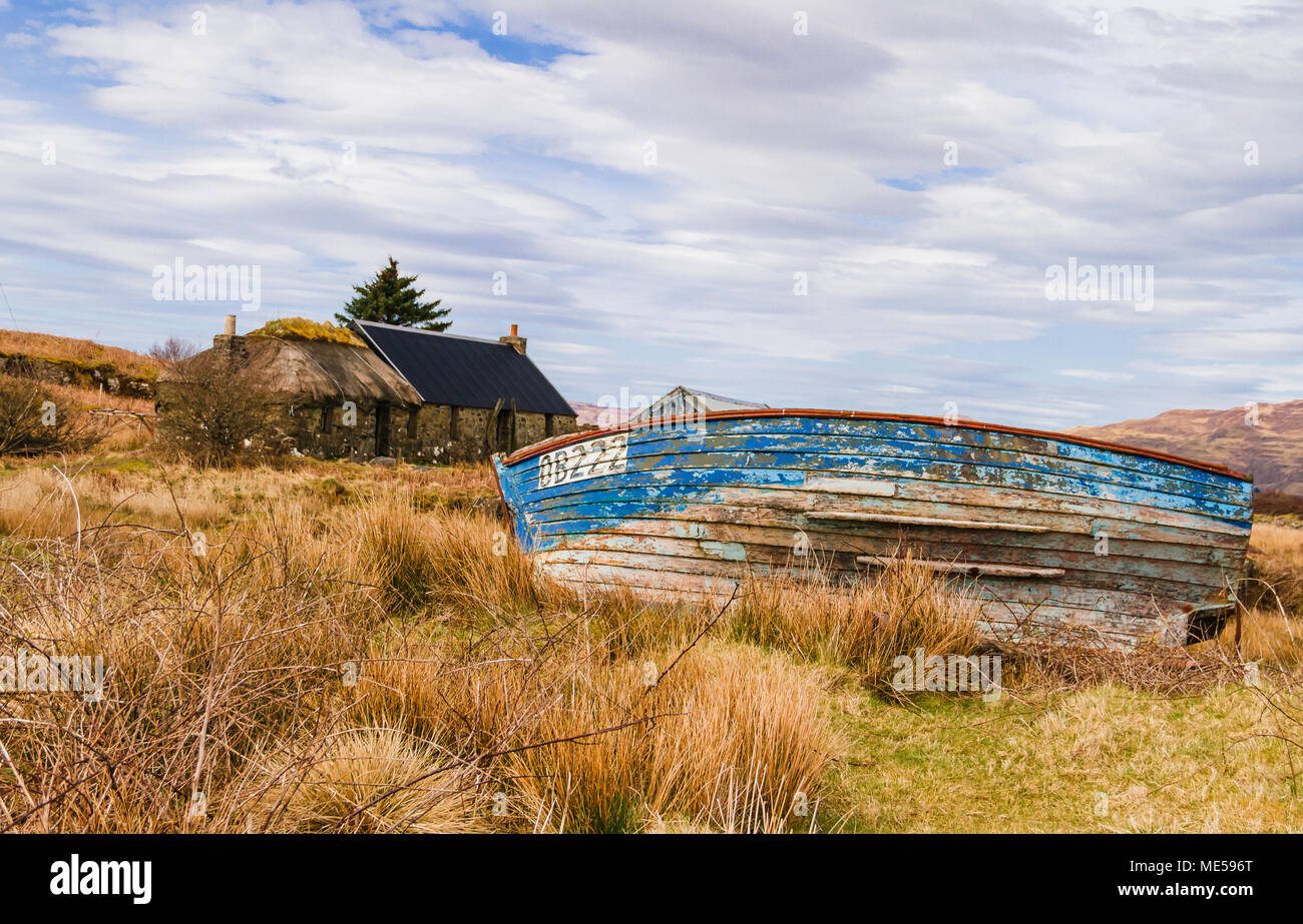 Isola di Ulva, off The Isle of Mull, Ebridi Interne, Scozia. Ulva è il soggetto di una comunità buyout Foto Stock
