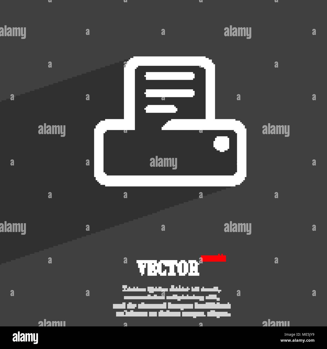 Icona di stampa piatto simbolo di moderna progettazione web con lunga ombra e lo spazio per il tuo testo. Illustrazione Vettoriale Illustrazione Vettoriale