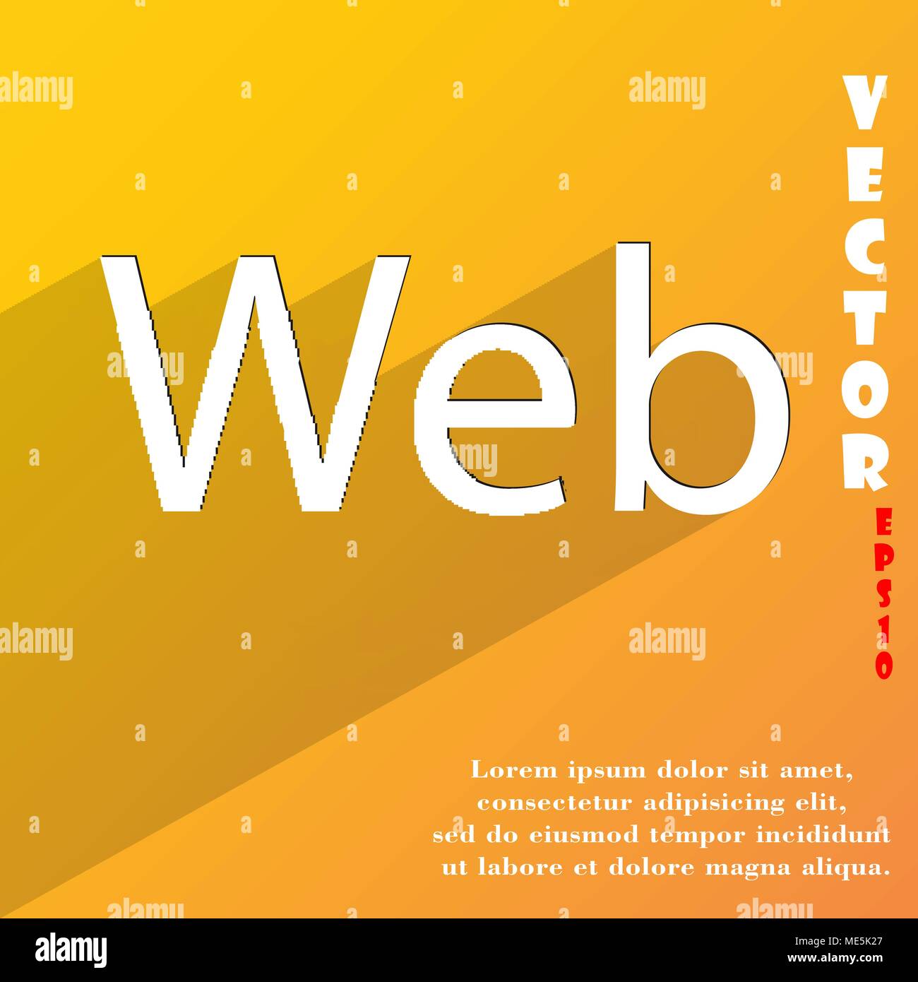 Icona Web piatto simbolo di moderna progettazione web con lunga ombra e lo spazio per il tuo testo. Illustrazione Vettoriale Illustrazione Vettoriale