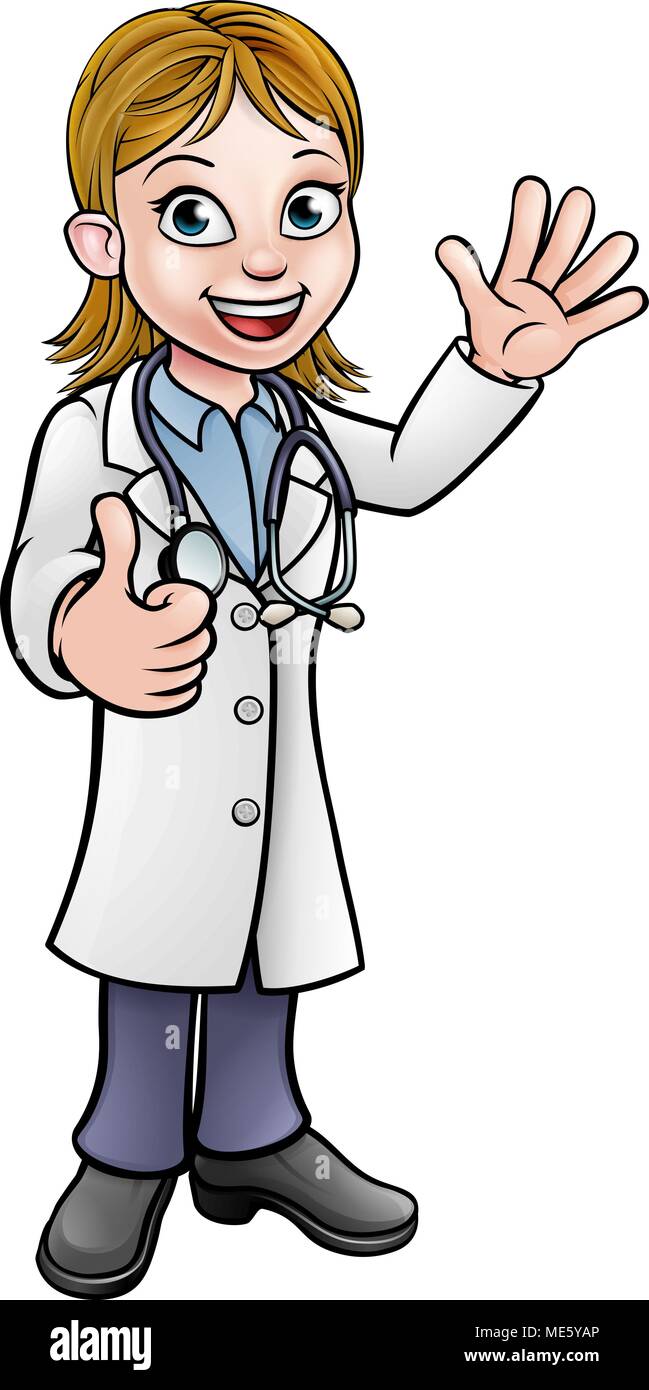 Cartoon medico donna dando pollice in alto Illustrazione Vettoriale