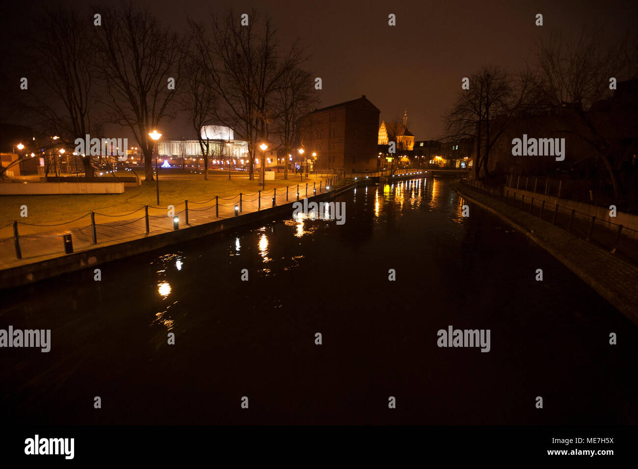 Bydgoszcz città di notte, Polonia 2015 Foto Stock