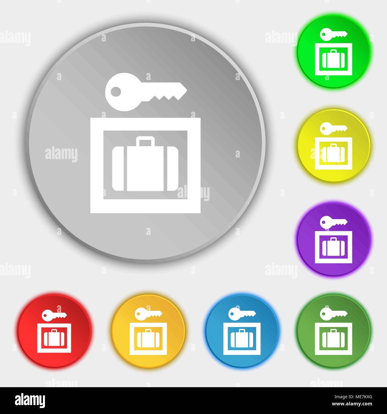 Deposito bagagli icona segno. Simbolo sul piatto cinque pulsanti. Illustrazione Vettoriale Illustrazione Vettoriale