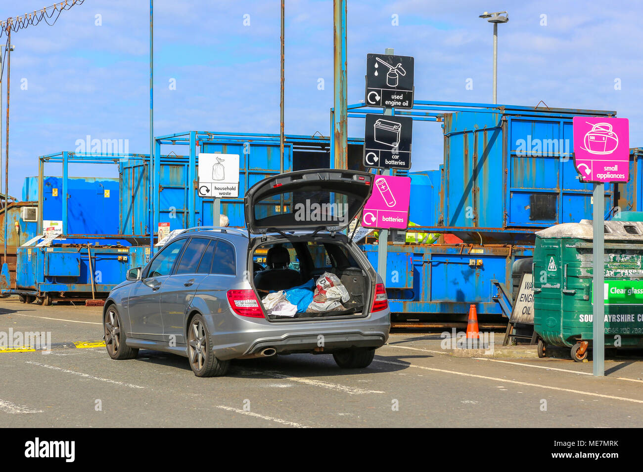 Pubblico di smaltimento rifiuti area, South Ayrshire consiglio, Troon, Ayrshire, in Scozia Foto Stock
