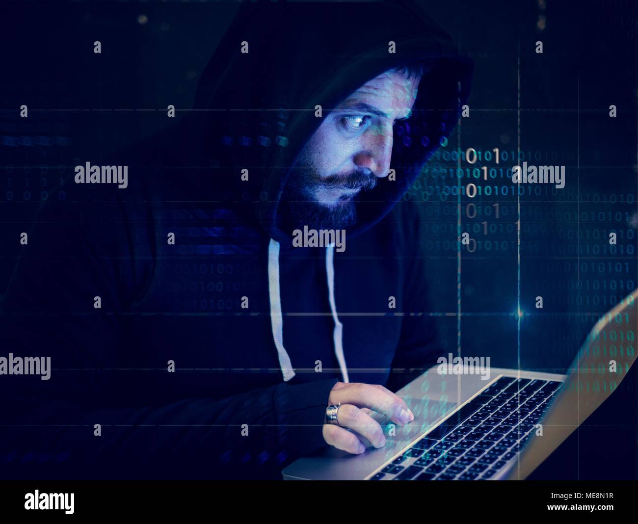 Diversi computer hacking shoot Foto Stock