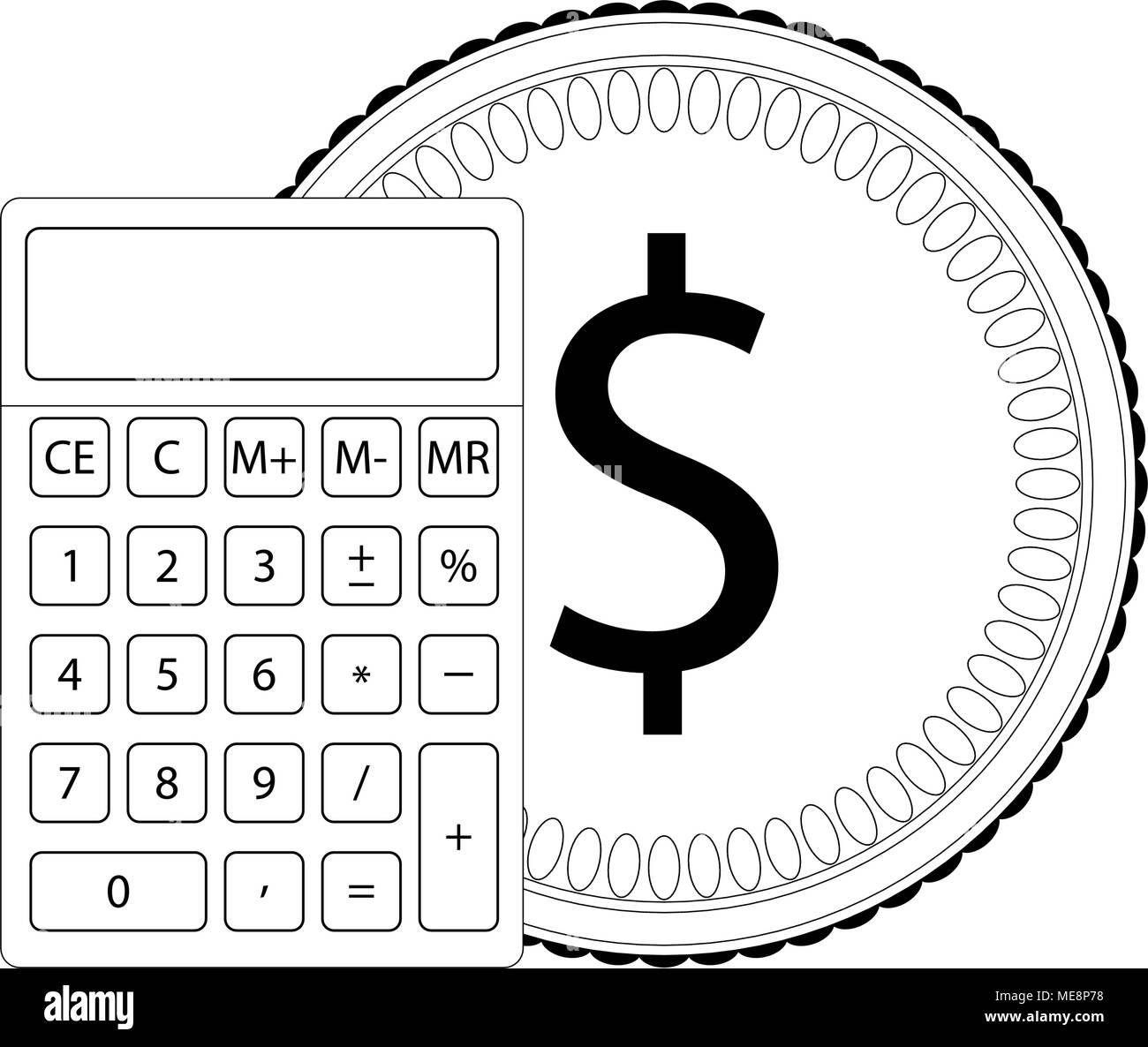 Calcolo finanziario linea. Calcolo e analisi di bilancio, bilancio profitti e di auditing, illustrazione vettoriale Illustrazione Vettoriale
