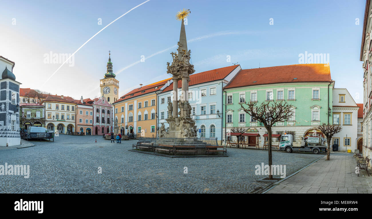 Piazza principale di Mikulov, Repubblica Ceca Foto Stock