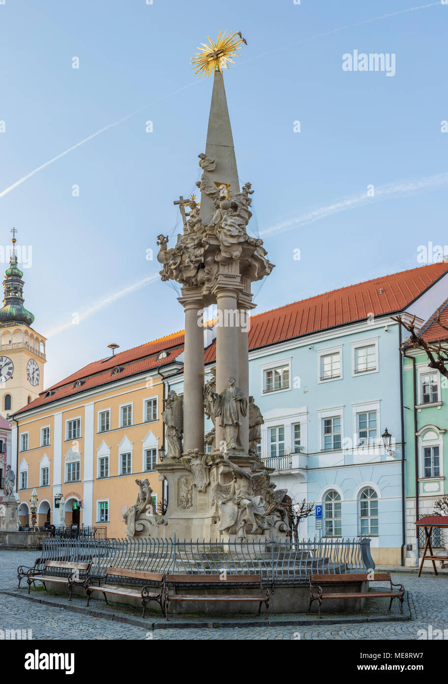 Piazza principale di Mikulov, Repubblica Ceca Foto Stock