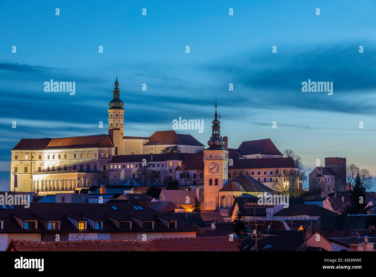 Mikulov Castle, la Moravia del Sud, Repubblica Ceca Foto Stock