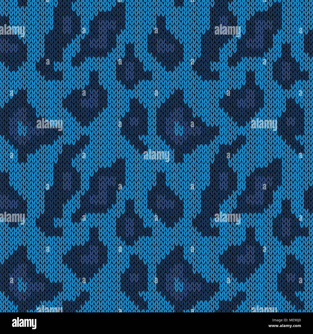 Perfetta mimetizzazione sfondo, maglia modello di vettore come un tessuto texture in scuro tonalità blu Illustrazione Vettoriale