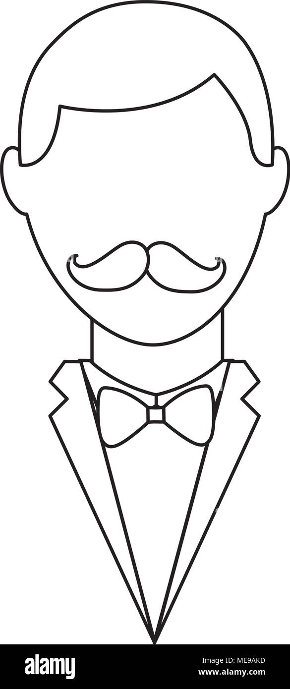 Hipster uomo i baffi e elegante abito Illustrazione Vettoriale