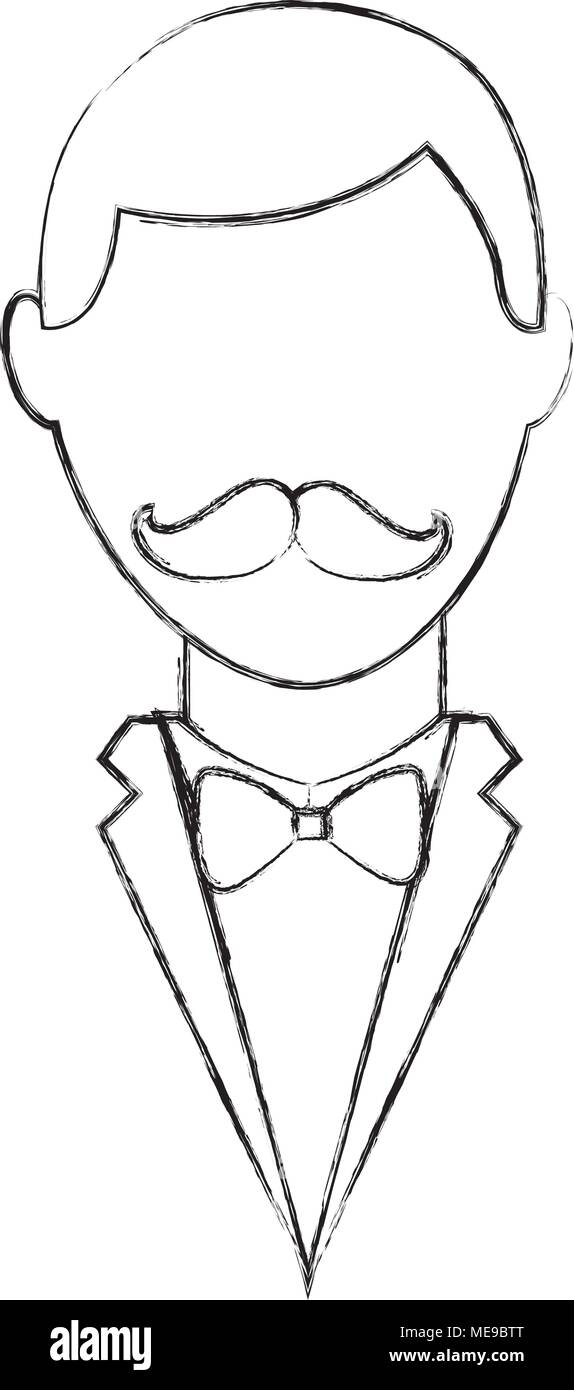 Hipster uomo i baffi e elegante abito Illustrazione Vettoriale