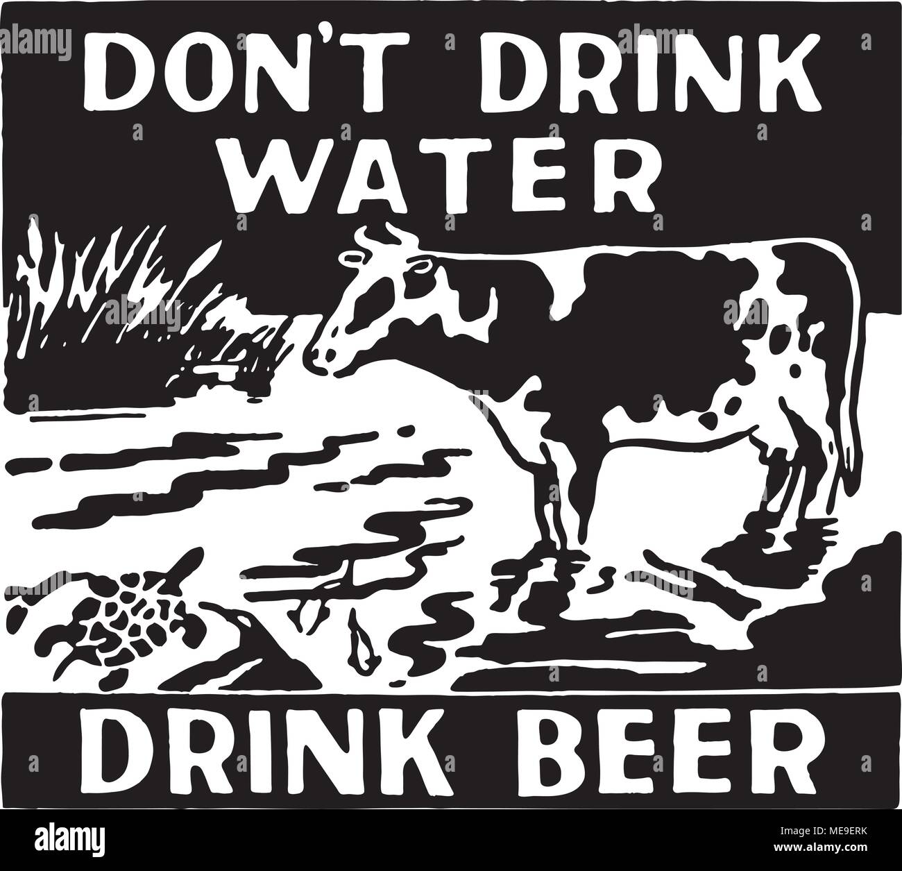 Non bevete acqua - retrò arte Annunci Banner Illustrazione Vettoriale