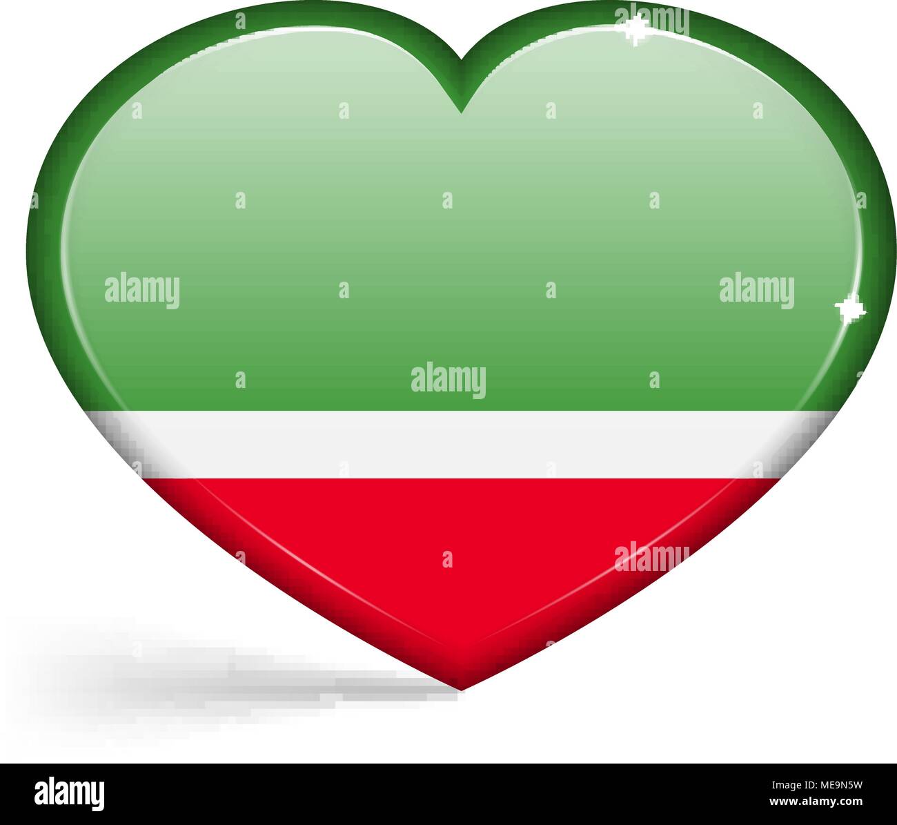 Le bandiere della Repubblica cecena in una forma di cuore con evidenza sui bordi. Illustrazione Vettoriale Illustrazione Vettoriale