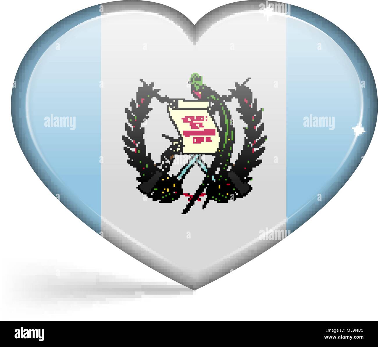Bandiere di Guatemala a forma di cuore, con evidenza sui bordi. Illustrazione Vettoriale Illustrazione Vettoriale