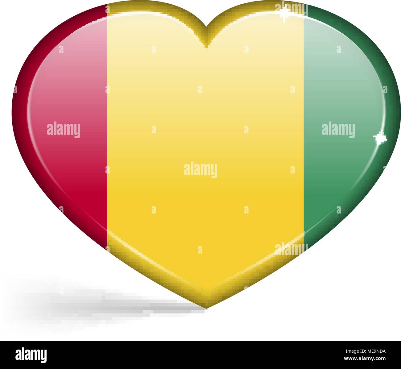 Le bandiere della Guinea a forma di cuore, con evidenza sui bordi. Illustrazione Vettoriale Illustrazione Vettoriale