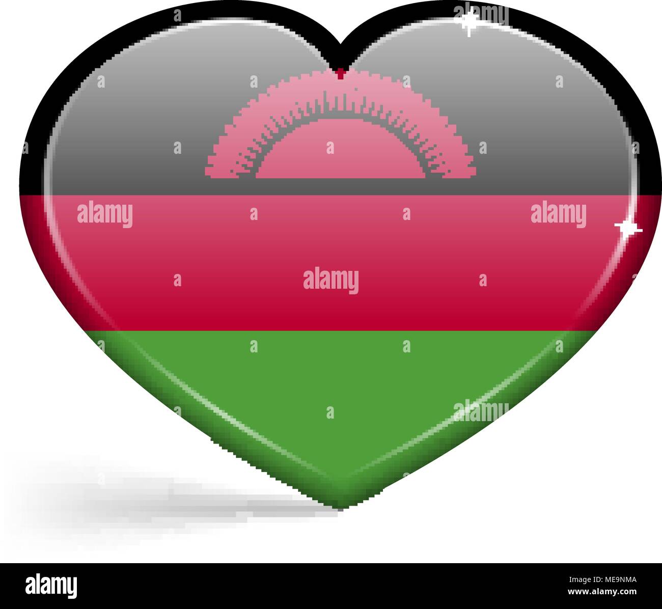 Le bandiere del Malawi a forma di cuore, con evidenza sui bordi. Illustrazione Vettoriale Illustrazione Vettoriale
