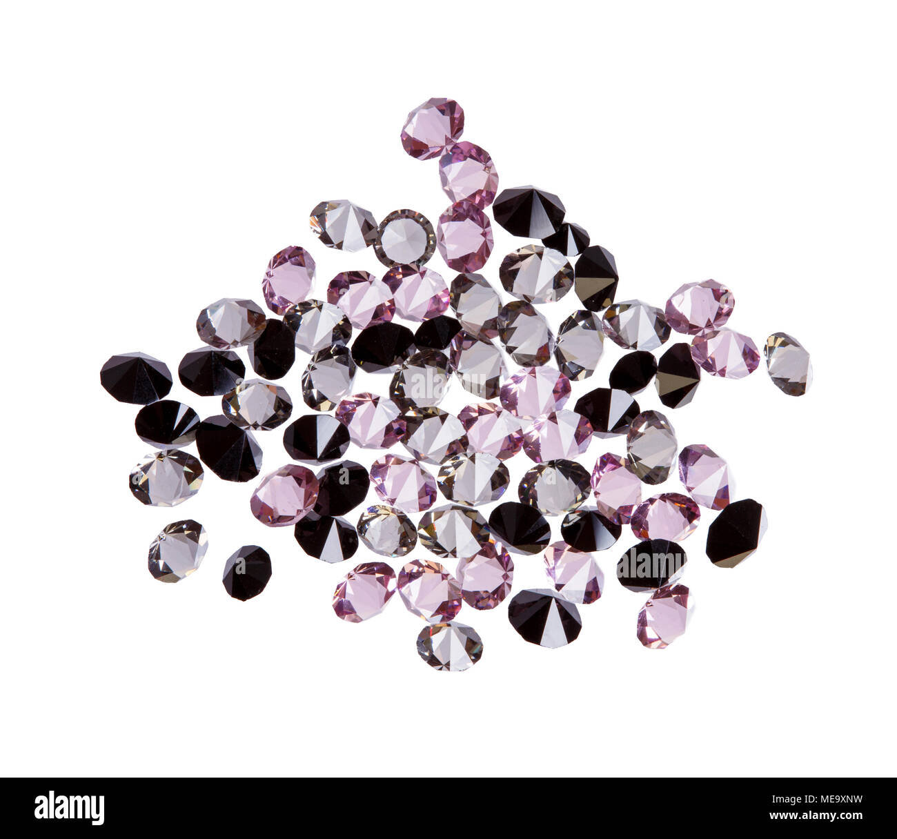 Molti piccoli diamante viola gioiello pietre isolate di heap Foto Stock