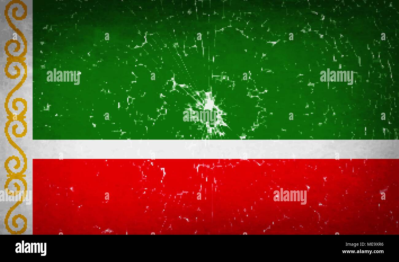 Le bandiere della Repubblica cecena con il vetro rotto texture. Illustrazione Vettoriale Illustrazione Vettoriale