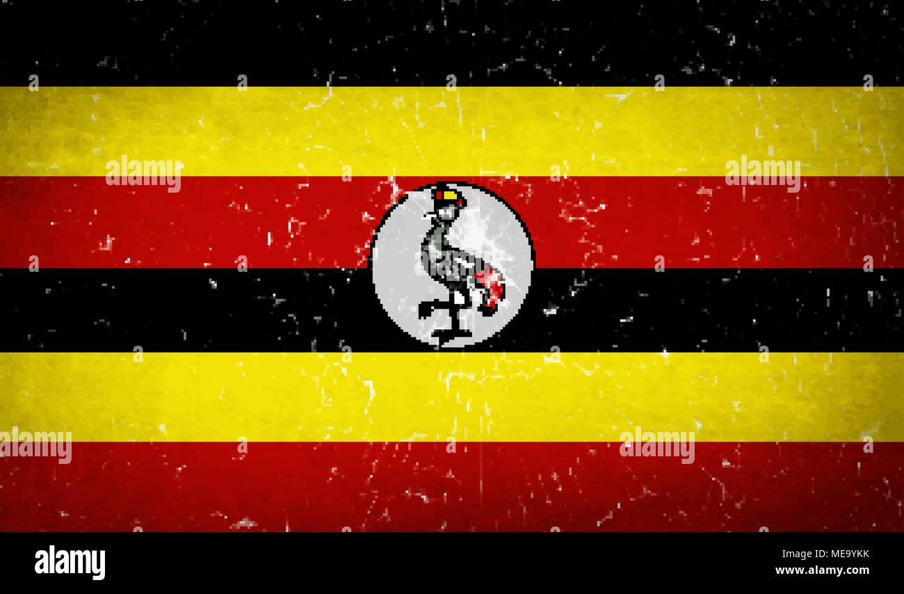 Bandiere di Uganda con il vetro rotto texture. Illustrazione Vettoriale Illustrazione Vettoriale