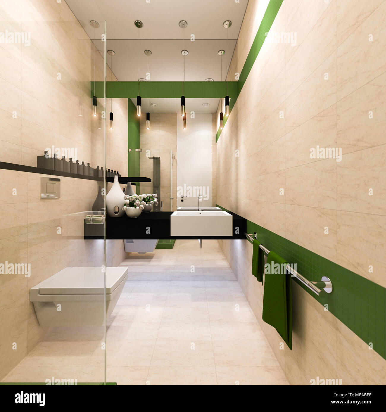 Il design degli interni del bagno in un moderno stile architettonico ... Design degli interni