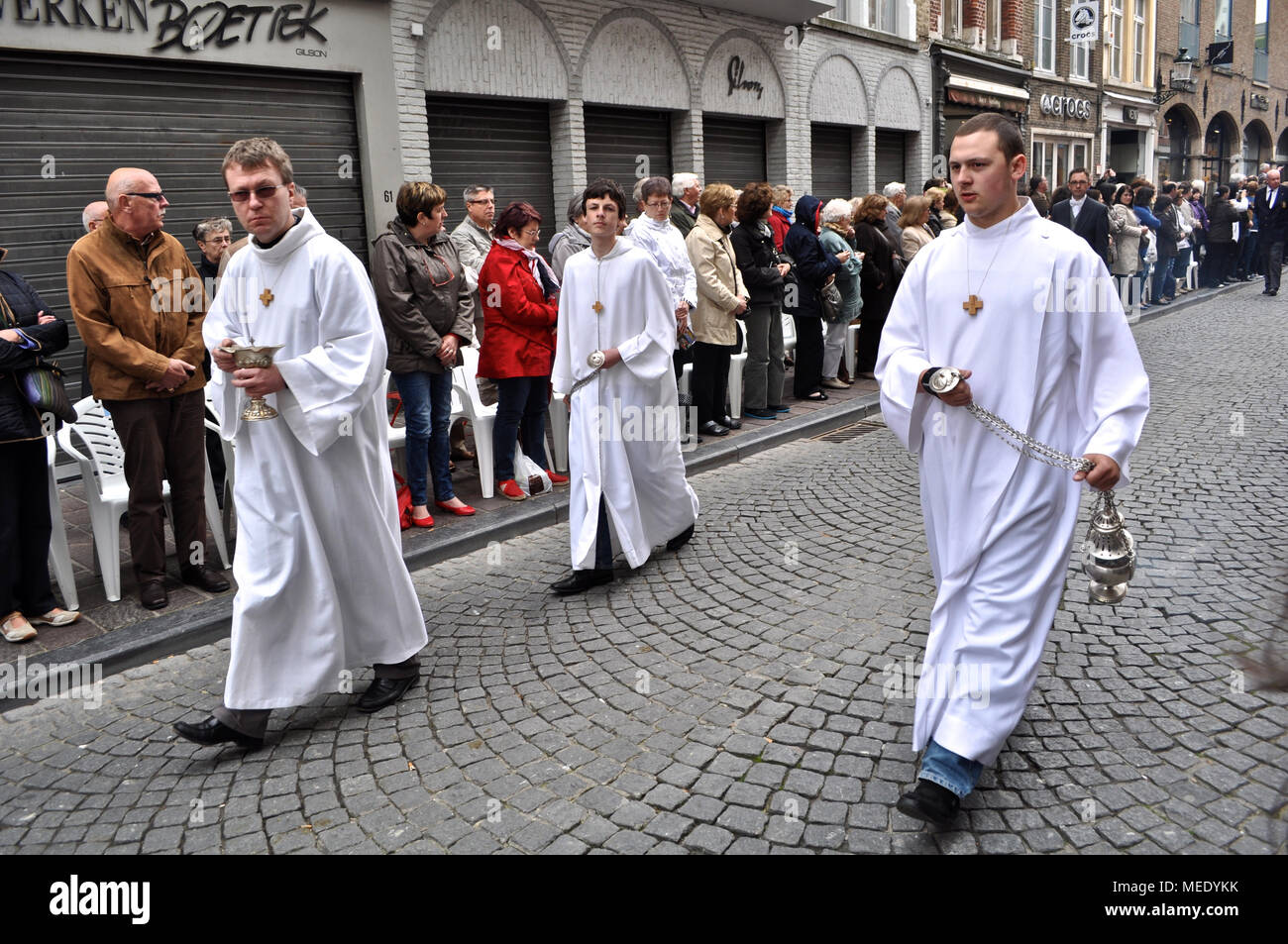 Bruges, Belgio. La processione del Santo sangue (Heilig Bloedprocessie), un grande religioso processione cattolica il giorno dell'Ascensione Foto Stock