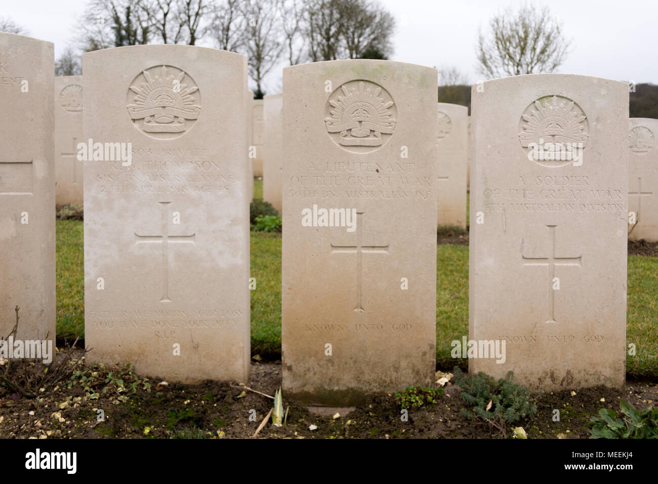 Australian graves sul fronte occidentale Foto Stock