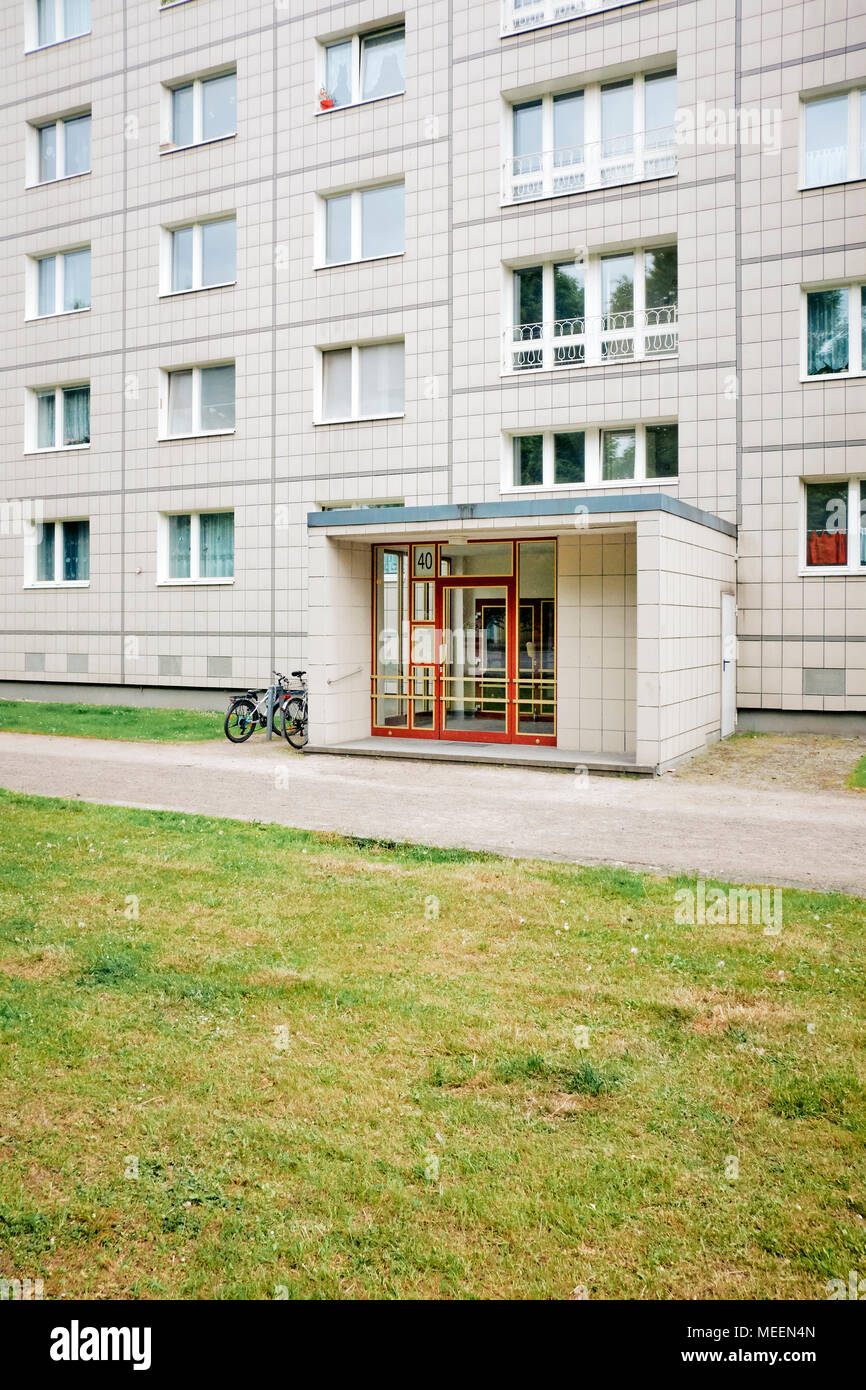 Appartamento socialista isolati sulla Karl Marx Allee boulevard di Berlino Germania UE. Foto Stock
