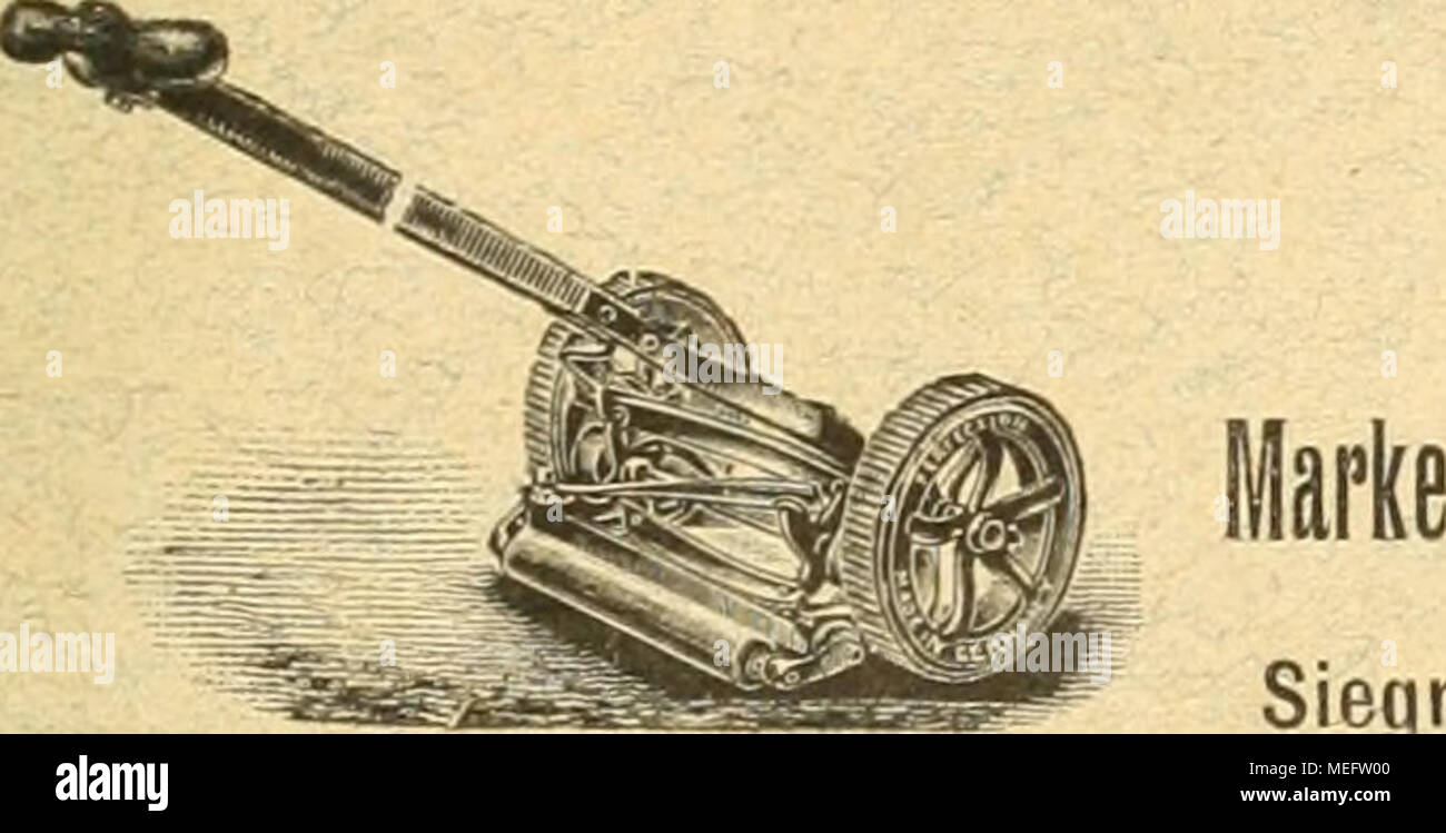 . Die Gartenkunst . Raseiiiiiälier neiiestei' Systeme, eiffeiies lieAväiii'tes Fabrikat JJ perfezione" D. G. M. Siegreich gegen die gesamte Konkurrenz liöcbste Preise auf ho infernationalen Gartenbau Ausstellungen. === Parigi 1905 Grosse vergoldete Medaille. - Im Gebrauche der Kaiserlichen Gärten am Neuen Palais und Sanssouci ecc ecc, Schönbrunn, Hofburg, der Hofgärten München, Stuttgart, Karlsruhe, Darmstadt, Lussemburgo, Weimar, Oldenburg, Bückeburg etc. etc. Palraengarten Frankfurt a. M. Der Städte Parigi, Berlino, Vienna, Brüssel, Berna ecc ecc Neue Sclilauehwagen, Unverwüstliche, weit t.r.a. Foto Stock