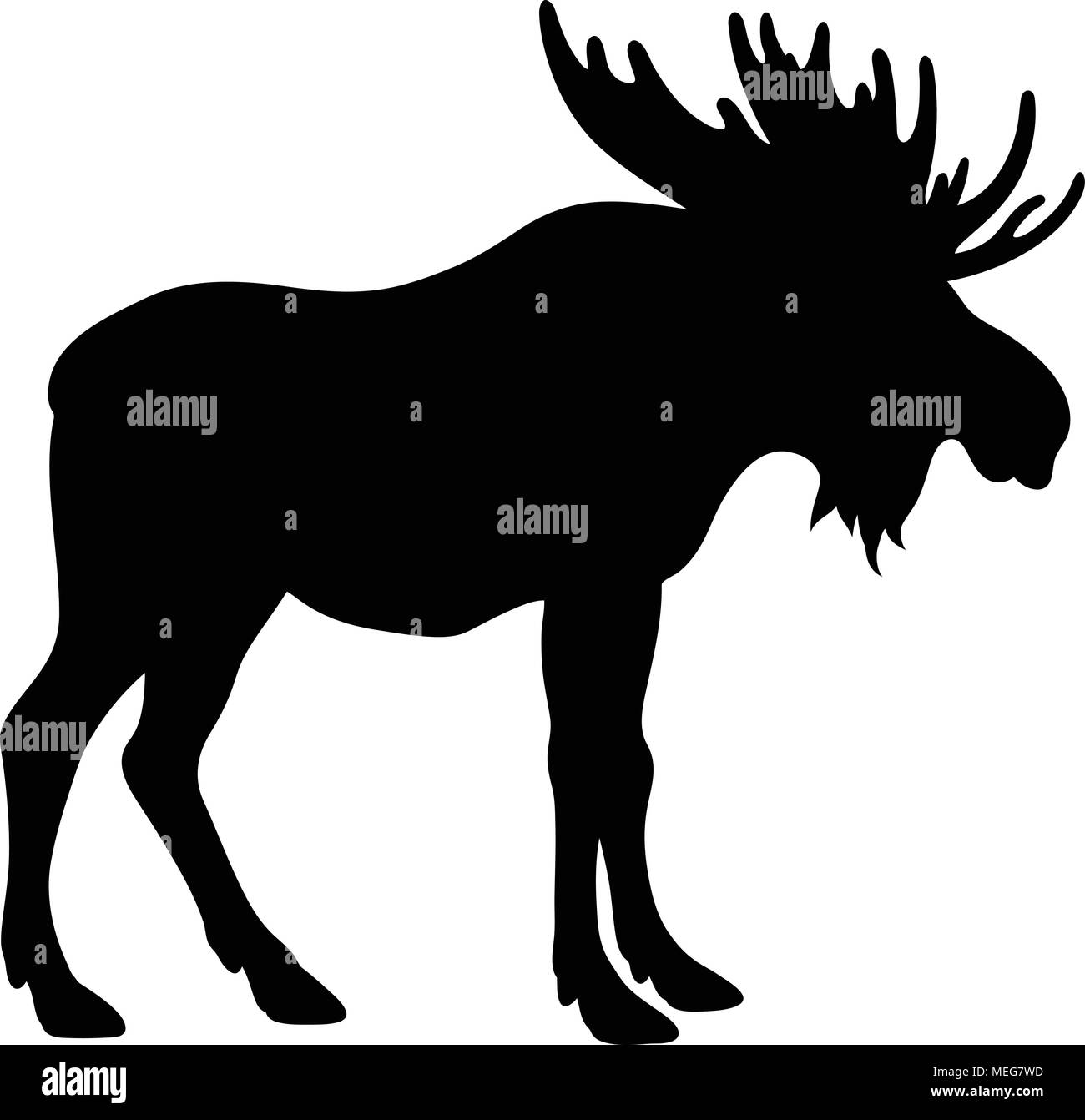 Moose silhouette isolato su bianco Illustrazione Vettoriale