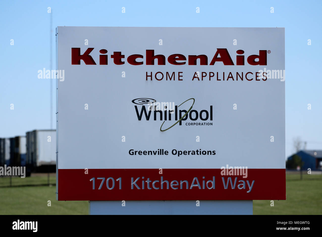 Greenville - Circa Aprile 2018: KitchenAid Greenville operazioni fabbrica dove idromassaggio produce KitchenAid miscelatori di marca, mano miscelatori ho Foto Stock