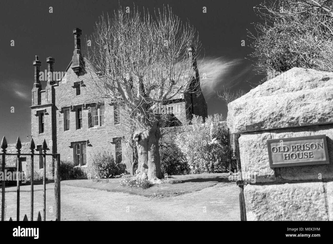 Il vecchio carcere, Wigtown, Dumfries & Galloway, Scozia, in bianco e nero Foto Stock