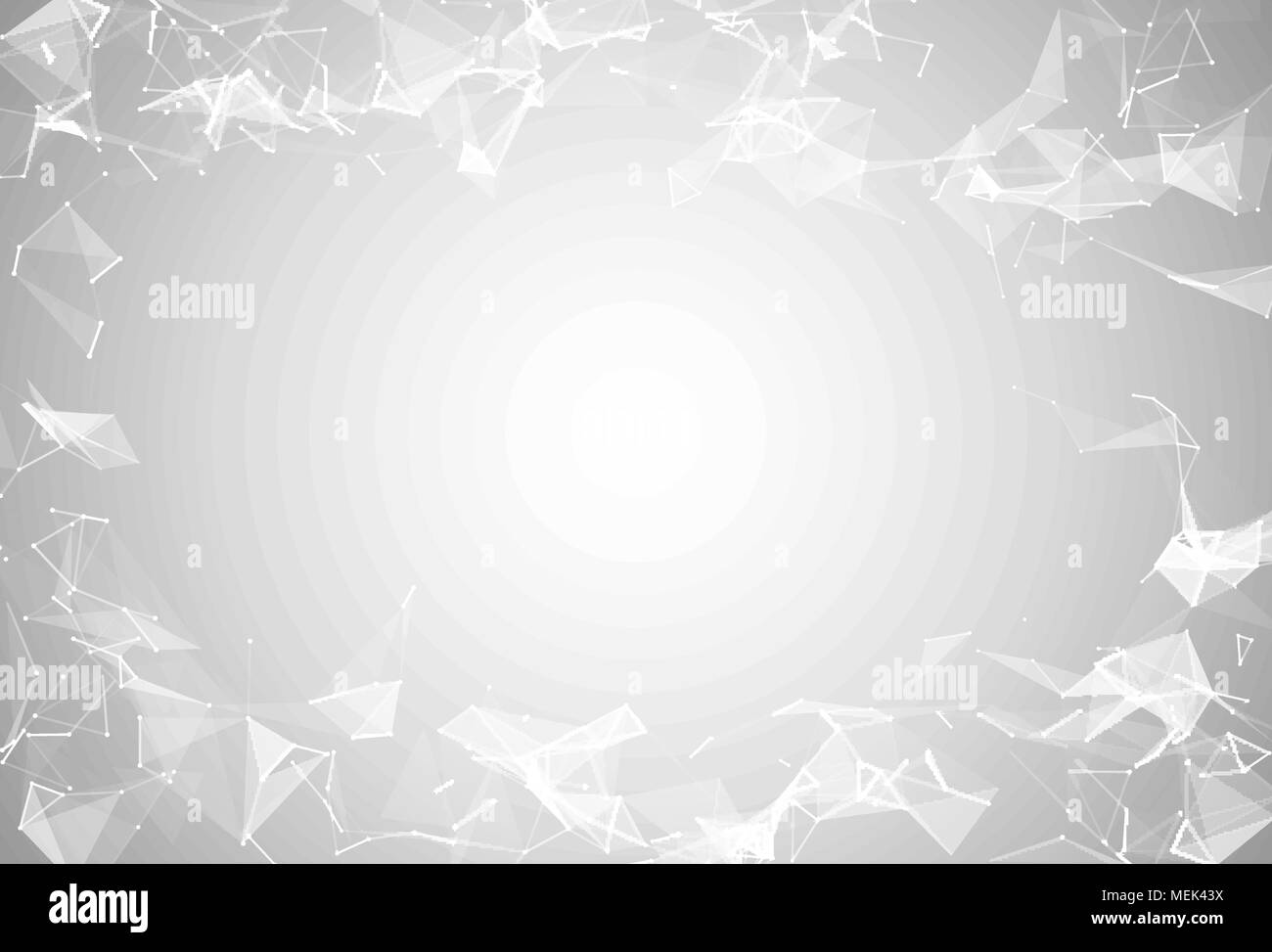 Abstract poligonale bianco triangoli connessi, linee, punti dello sfondo. Le moderne tecnologie illustrazione vettoriale. Grafica geometrica grande complesso di dati Illustrazione Vettoriale