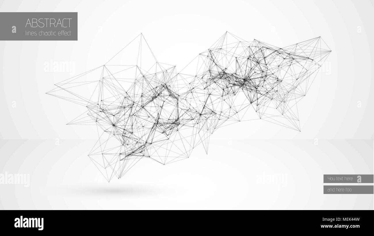 Abstract linea del vettore cloud costruzione geometrica di linee collegate sfondo bianco. Minimalista struttura geometrica. Grafica di sfondo del plesso Illustrazione Vettoriale