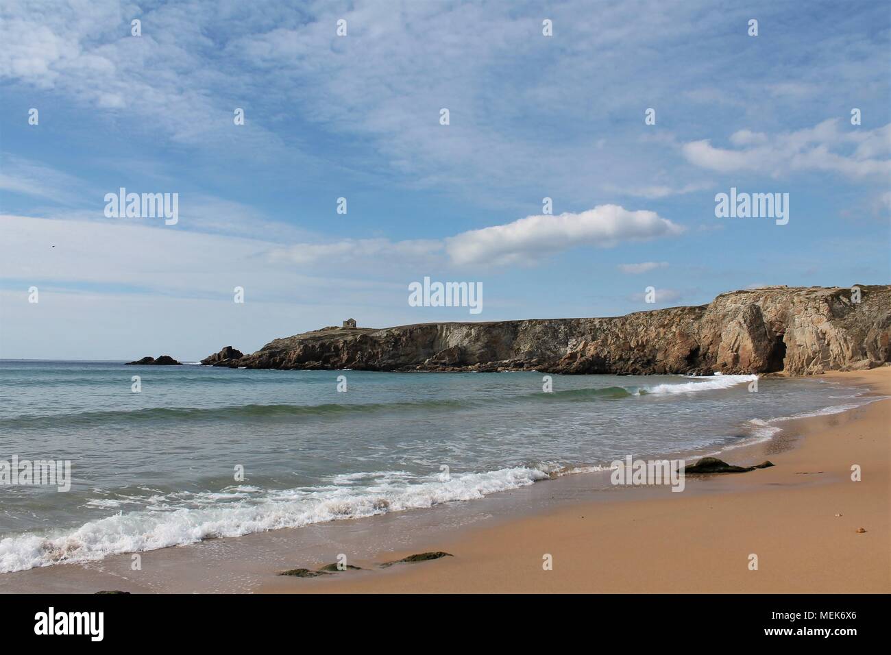 Capo di Percho sulla costa selvaggia di Quiberon in Morbihan, in Bretagna, Francia Foto Stock