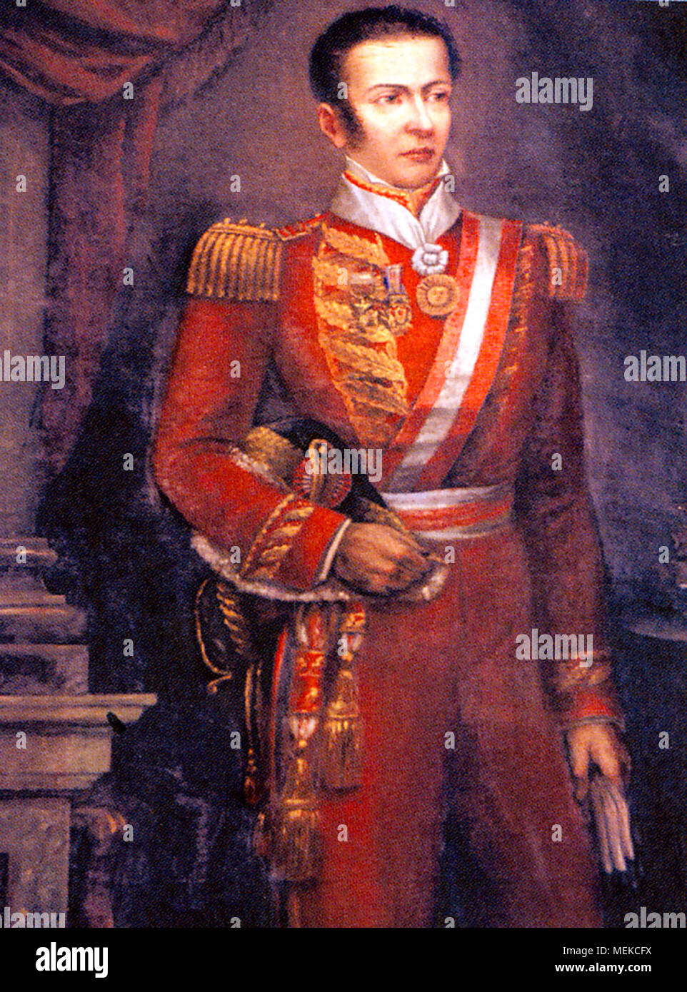 José Mariano de la Cruz de la Riva Agüero y Sánchez Boquete Marchese De Montealegre de Aulestia (1783 - 1858) soldato peruviano, politico e storico che ha servito come il primo presidente del Perù e il secondo presidente del Perù settentrionale. Foto Stock