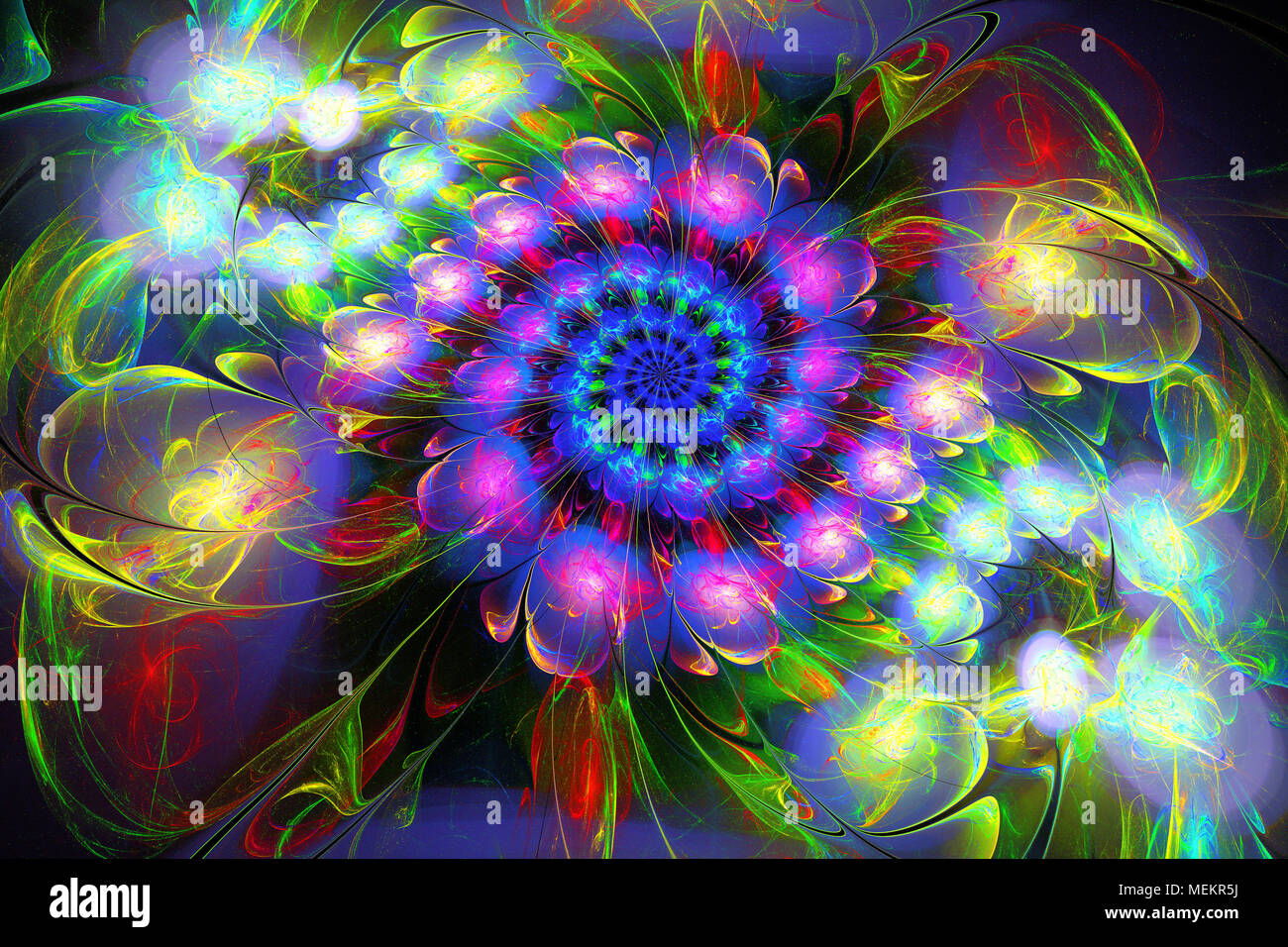 Abstract fractal futuristico pattern colorati. 3D render di un frattale. arte fantasy pattern. digital art design elemento. astratta backgroun psichedelico Foto Stock