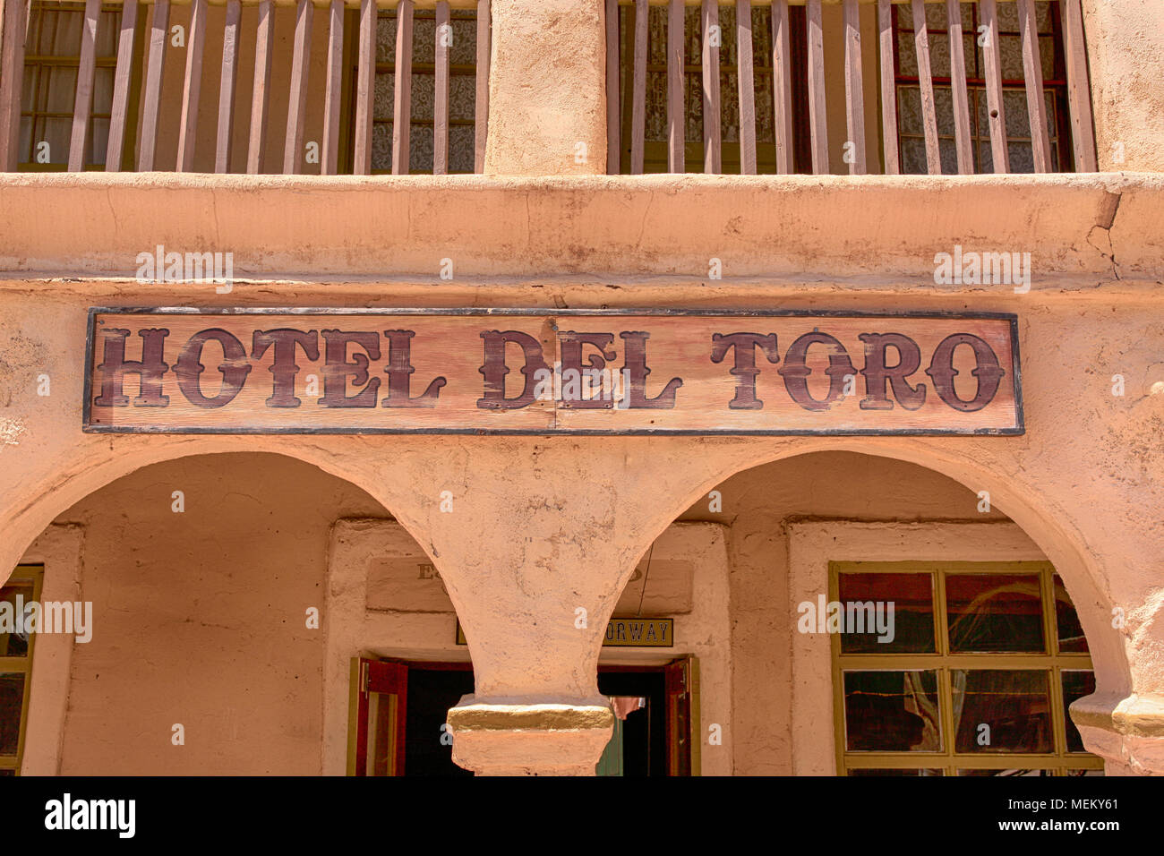 Hotel Del Torro cowboy set cinematografico la costruzione presso la vecchia pellicola di Tucson Studios parco divertimenti in Arizona Foto Stock