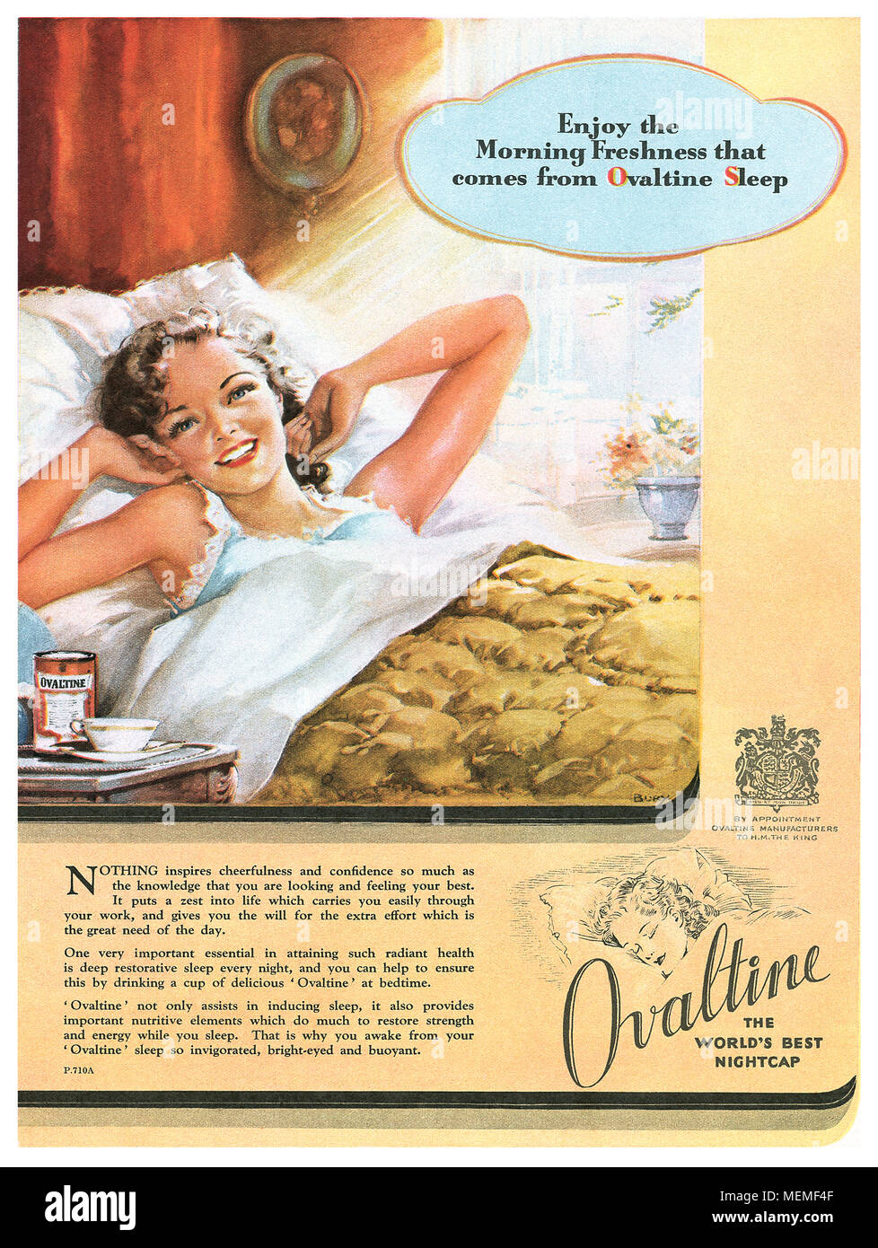 1949 British pubblicità per Ovaltine. Foto Stock