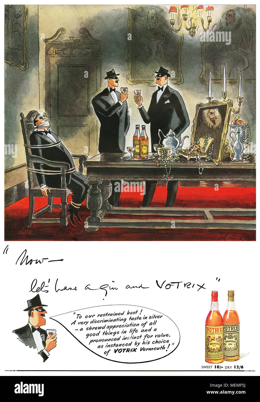 1949 British pubblicità per Votrix vermut vino alcolizzato. Foto Stock