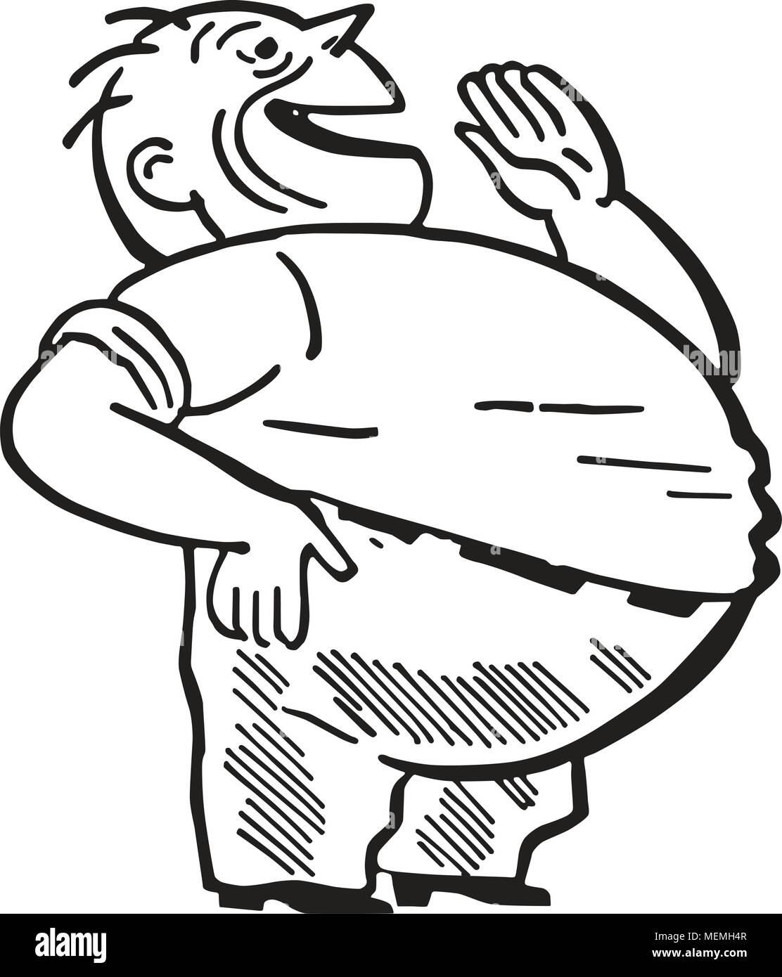 Fat Man ridere - retrò illustrazione clipart Illustrazione Vettoriale