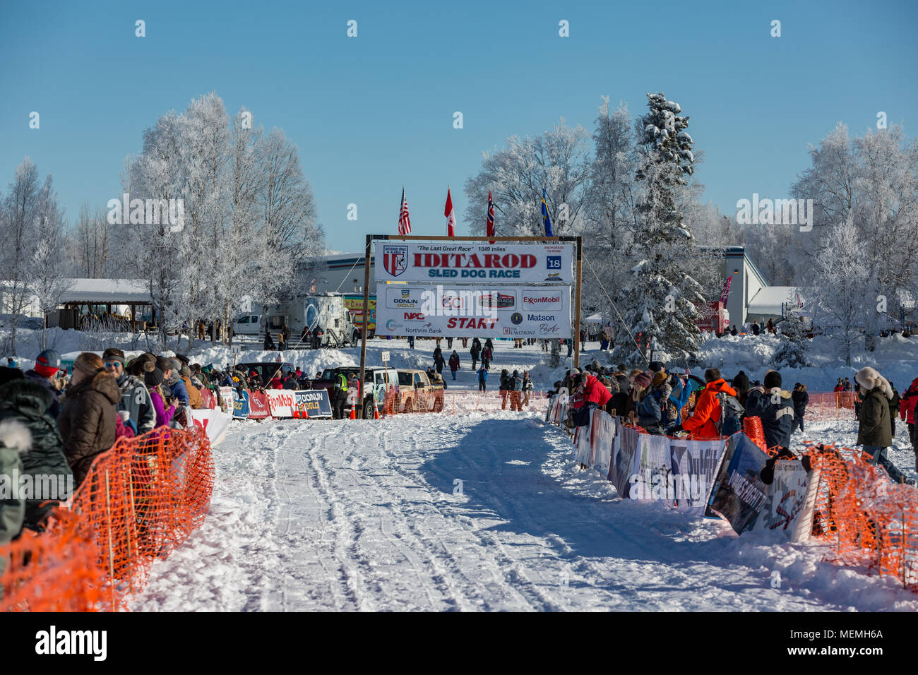 Il sito web ufficiale di riavviare la linea dell'Iditarod a Willion Alaska Foto Stock