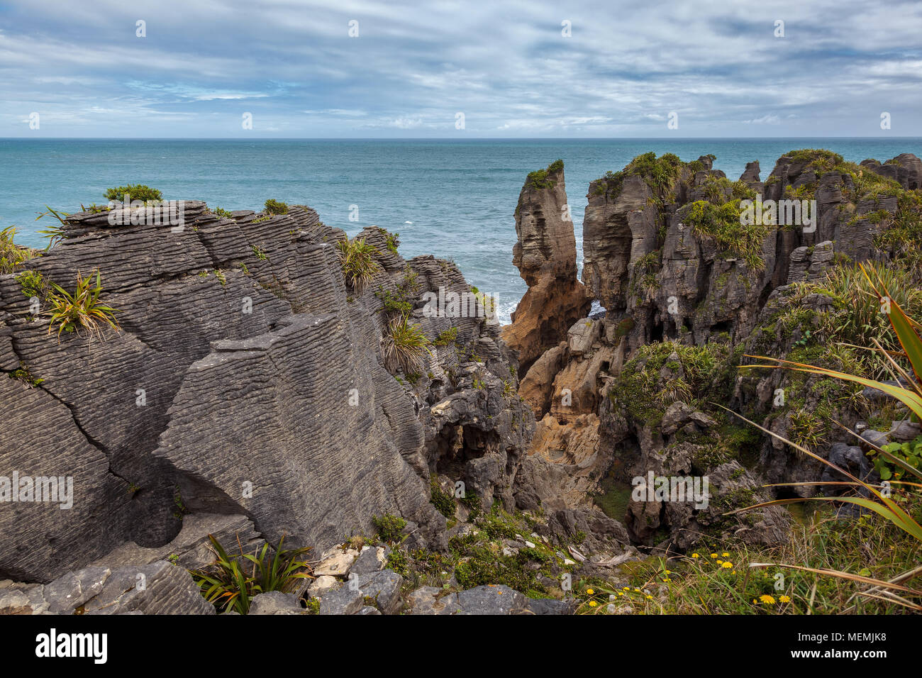 Pancake rocce vicino Punakaiki Foto Stock